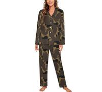 German Shepherd Alsatian Dog Women's Pajama Set Long Sleeve Lounge Sets Comfortable Button Down Cuban Collar Sleepwear XL