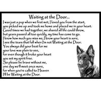 German Shepherd Alsatian pet Dog Memorial Magnetic Sign - Waiting at The Door