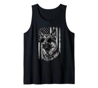 German Shepherd American Flag Patriotic 4th of July USA Tank Top