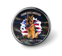 German Shepherd American Flag Patriotic Round Brooch Pin Badge Lapel Tie Pin for Women Men Office Worker Teacher Decor