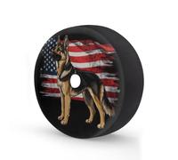 German Shepherd American Flag Spare Tire Cover 14 In