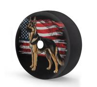 German Shepherd American Flag Spare Tire Cover 16 In