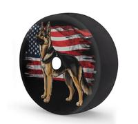 German Shepherd American Flag Spare Tire Cover 17 In