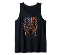 German Shepherd American Flag USA Patriotic 4th of July Tank Top