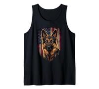 German Shepherd American Flag USA Patriotic 4th of July Tank Top