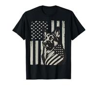 German Shepherd American Flag Vintage Patriotic Dog T-Shirt