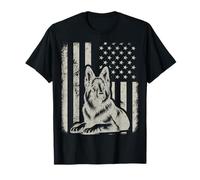 German Shepherd American Flag Vintage USA Patriotic Dog T-Shirt