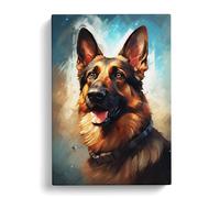 German Shepherd Art Informel Art No.3 Canvas Print | Gallery Wrapped 30mm Frame Wall Decor | 30x20 inches | Ready to Hang | Contemporary Picture | Living Room Bedroom Lounge Office