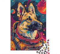 German Shepherd Astronaut 1000-Piece Puzzle for Adults, 52x38cm/1000pcs, White Cardboard for Cleaner Sorting; Easy to Continue on Another Evening