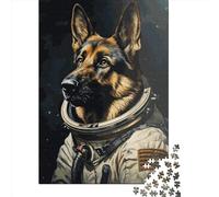 German Shepherd Astronaut Wooden Jigsaw Puzzles 1000 Pieces for Adults Jigsaw Puzzles for Adults 1000 Piece Puzzle Educational Games 1000pcs (75x50cm)