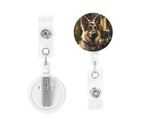 German Shepherd Badge Reels Retractable Badge Holder Cute Nurse Badge Reel Name Decorative Badge Clip ID Card Holders for Office Worker Doctor Nurse
