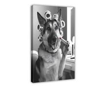 German Shepherd Bathroom Art Canvas Poster Wall Art Decor Print Picture Paintings for Living Room Bedroom Decoration 12x18inch(30x45cm)