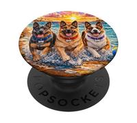 German Shepherd Beach Funny Summer Pup Lover Tropical Sunset PopSockets Adhesive PopGrip