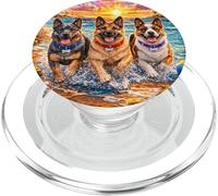 German Shepherd Beach Funny Summer Pup Lover Tropical Sunset PopSockets PopGrip for MagSafe