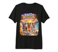 German Shepherd Beach Funny Summer Pup Lover Tropical Sunset Premium T-Shirt