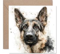 German Shepherd Birthday Card for Men Women - Dog Breeds - Happy Birthday Card for Nan Neighbour Grandad Husband, 145mm Bday Greeting Cards
