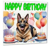 German Shepherd Birthday Card - Fun Dog Birthday Card 145 x 145mm