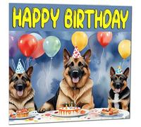 German Shepherd Birthday Card - Fun Dog Party Birthday Card 145 x 145mm