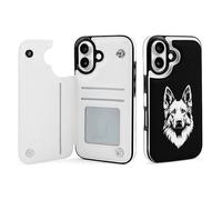 German Shepherd Black & White Cell Phone Flip Case Compatible with iPhone 16/16 Plus/16 Pro/16 Pro Max/16 E/SE4 Soft Protective Shell