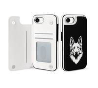 German Shepherd Black & White Cell Phone Flip Case Compatible with iPhone 16/16 Plus/16 Pro/16 Pro Max/16 E/SE4 Soft Protective Shell