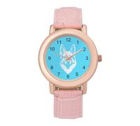 German Shepherd Black & White Fashion Women's Wrist Watches Analogue 3 Hand Leather Strap Quartz Watch