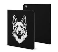 German Shepherd Black & White Funny Tablet Case Compatible with IPAD Pro 2020 （11in）/2020 （10.2in）/2020 AIR 4 （10.9in）/Pro 2021 （11in）/Air4/Air5 （10.9in） Personality Protective Cover with Pen Slot