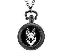 German Shepherd Black & White Men's Pocket & Fob Watches Analogue Display Quartz Watch with Chain for Birthday Christmas Father's Day Black-Style