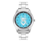 German Shepherd Black & White Men's Wrist Watches Stainless Steel Strap Minimalist Business Quartz Watch for Daily Wear