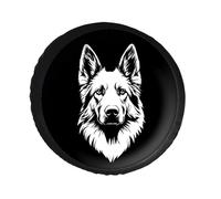 German Shepherd Black & White Spare Tire Cover Waterproof Leather Adjustable Foldable Wheel Protector