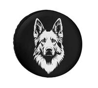 German Shepherd Black & White Spare Tire Cover Waterproof Oxford Cloth Adjustable Foldable Wheel Protector