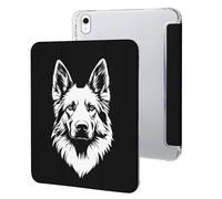 German Shepherd Black & White Tri-fold Tablet Case Compatible with IPAD 2017/2018/Air1/Air2 (9.7in)/Pro (10.5in) /Air3(10.5in)/10代 (10.9in) Soft Protective with Pen Slot