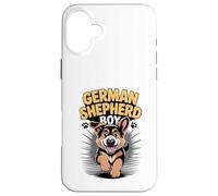 German Shepherd Boy Cute Cartoon Dog Owners Mens Alsatian Case for iPhone 16 Plus