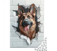German Shepherd Breaking Through Wall 1000 Piece Jigsaw Puzzle, 70x50cm/1000pcs, for Adults, Quiet Home Activity, Focused Puzzle Time And Quiet Weekends