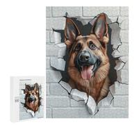 German Shepherd Breaking Through Wall: New Year Decoration, 500 PCS Decorative Jigsaw for Grown-Ups, for Relaxing Solo Or Group Play