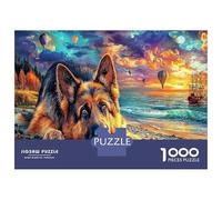 German Shepherd by Sea 1000 Piece Jigsaws for Adults Impossible Beautiful Home Decoration Challenge High Difficulty 52x38cm/1000pcs