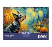 German Shepherd Cardboard Lying GSD Starry View Premium Jigsaw Puzzle for Seniors Brain Training 38x26cm/1000pcs