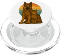 German Shepherd Cat Retro Sunset Pet Best Friends PopSockets PopGrip for MagSafe