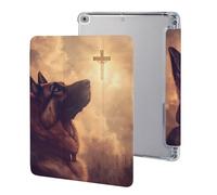 German Shepherd Christianity Cute Protective Case Compatible for IPAD 2017/2018/Air1/Air2 (9.7in) Trifold Tablet Cover Non-Slip Cases