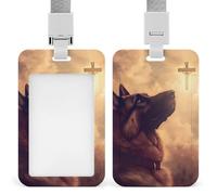 German Shepherd Christianity ID Badge Holder with Lanyard Vertical Name Card Holders forTeacher Officer Travel