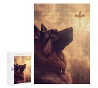 German Shepherd Christianity Jigsaw Puzzles for Adults 300 PCS Wooden Puzzles Unique Puzzle Gifts