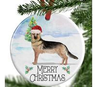 German Shepherd Christmas Ornament - Personalised Dog Bauble - Custom Ceramic Tree Decoration - Pet Memorial Gift - Gift Boxed Keepsake for Dog Lovers - UK Made Festive Decor