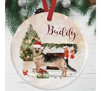 German Shepherd Christmas Ornament - Personalised Tree Decoration - Customised Gift Boxed Ceramic Bauble - Custom Pet Memorial Keepsake - Dog Lover Gift - UK Made Festive Holiday Decor
