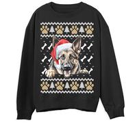 German Shepherd Christmas Sweater for Adults Unisex Holiday Jumper for Him or Her Cozy Winter Dog Design Fun and Festive Christmas Sweatshirt, M, Black
