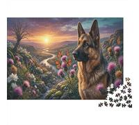 German Shepherd Classic 1000 Pc Rigid Cardboard Jigsaw Valley Flowers Seniors Rainy Day Fun Must-Have for Puzzle Lovers 38x26cm/1000pcs