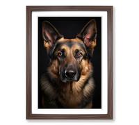 German Shepherd Classicism Framed Print | A2 Walnut Framed Wall Art | Ready to Hang | Modern Nature Picture | Living Room Bedroom Lounge Office