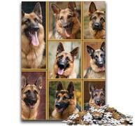 German Shepherd Collage Jigsaw Puzzles for Teenagers,Educational Game Challenge Toy Wall Decoration Unique Birthday And Xmas Gifts (38X26cm)