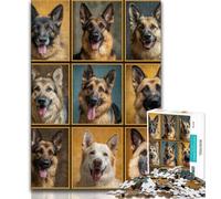 German Shepherd Collage Puzzles for Teenagers Teens 1000pc Puzzle,Help The Brain Exercise Addictive Toys to Cultivate Patience A Work of Art (38x26cm)