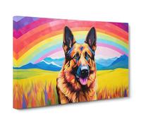 German Shepherd Colour Field Canvas Print for Living Room Bedroom Home Office Décor, Wall Art Picture Ready to Hang, 30x20 Inch (76x50 cm)