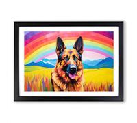 German Shepherd Colour Field Framed Print | A2 Black Framed Wall Art | Ready to Hang | Modern Nature Picture | Living Room Bedroom Lounge Office