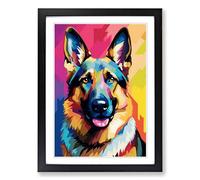 German Shepherd Colour Field No.2 Framed Print | A2 Black Framed Wall Art | Ready to Hang | Modern Nature Picture | Living Room Bedroom Lounge Office